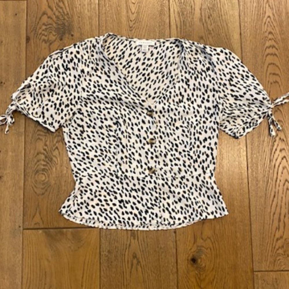 TOPSHOP Womens Size 4 Pattern Button Up With Tie Sleeves / Great Condition